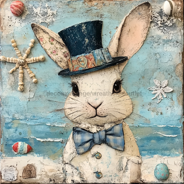 Nautical Sign, Easter, Bunny Sign, DCO-02603, Sign For Wreath, 10x10